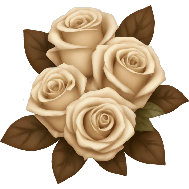 Beige and Brown roses Bouquet with white bow emoji