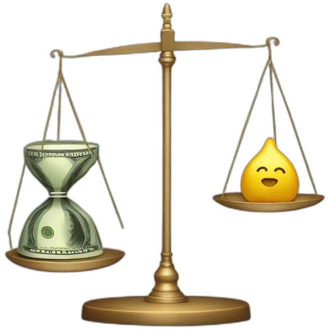 money and hour glass on a balance emoji