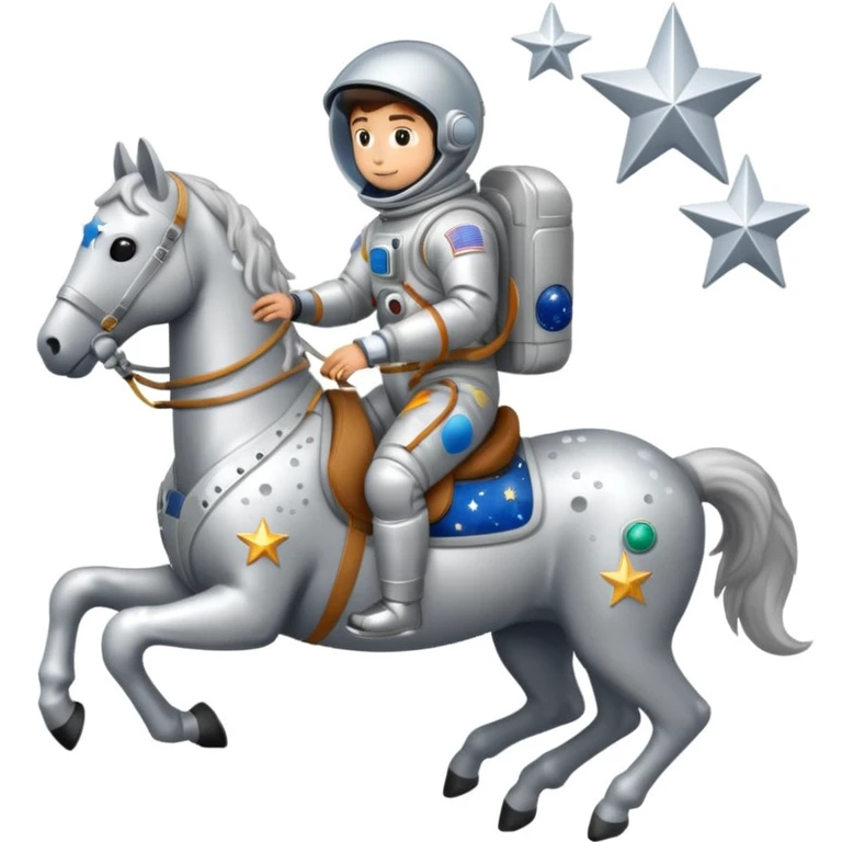 astronaut on horseback with stars in background emoji