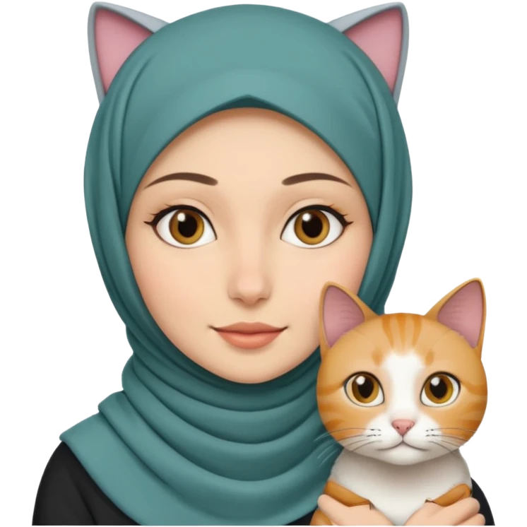 wanita berhijab dan kucing emoji