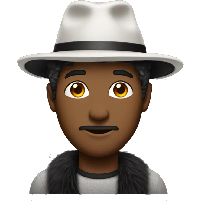 man with read shirt with a white bristle and black fur hat emoji
