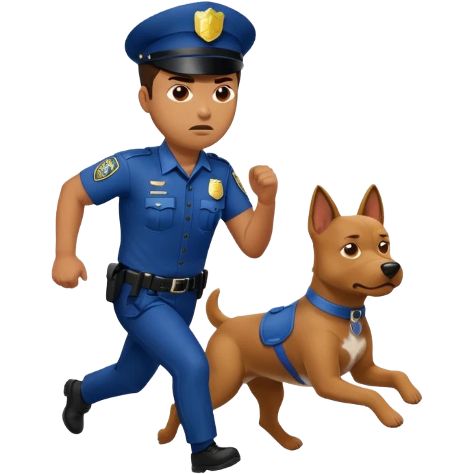 Police with dog is angry and police is running emoji