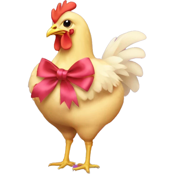Chicken with a coquette bow  emoji