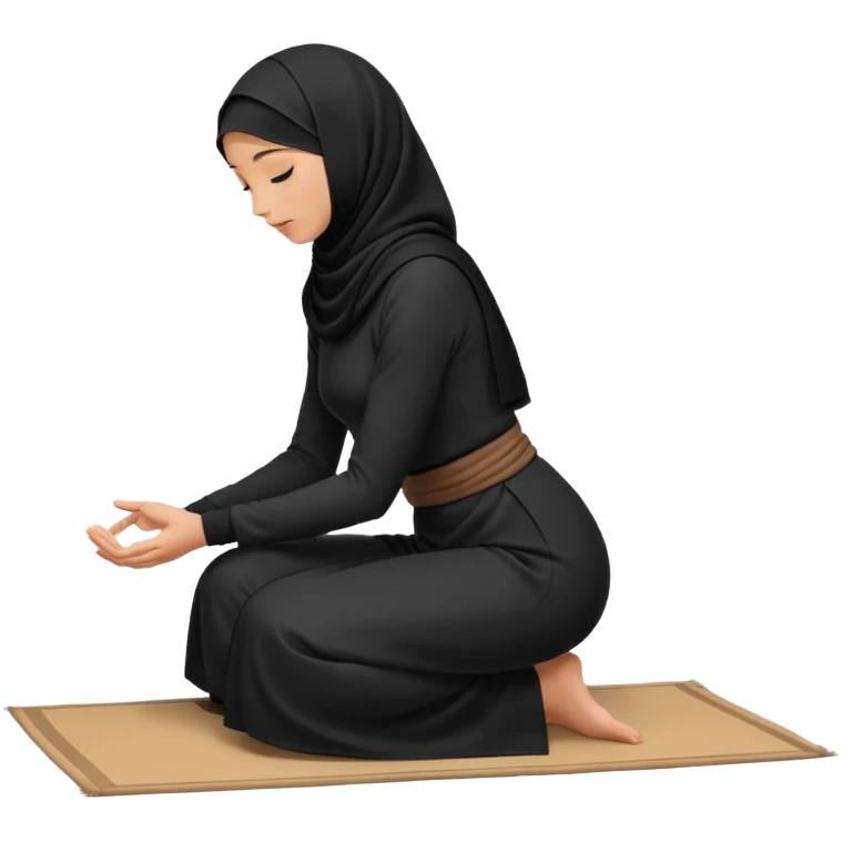 Woman Kneeling for Islamic prayer side view face touching the floor emoji