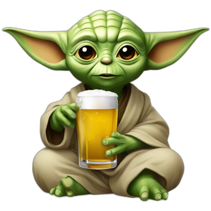 Yoda porte une biere emoji