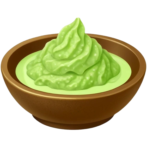 Ground wasabi paste in a small dish, green wasabi condiment emoji