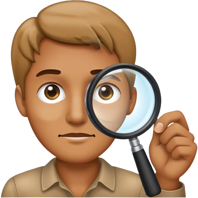 man looks through a magnifying glass emoji