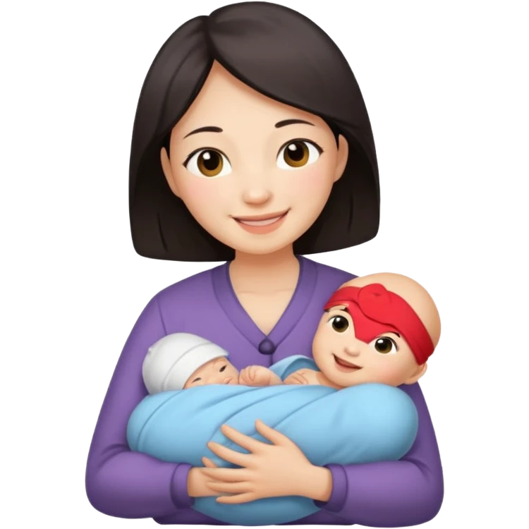 A Chinese mother with a newborn. emoji