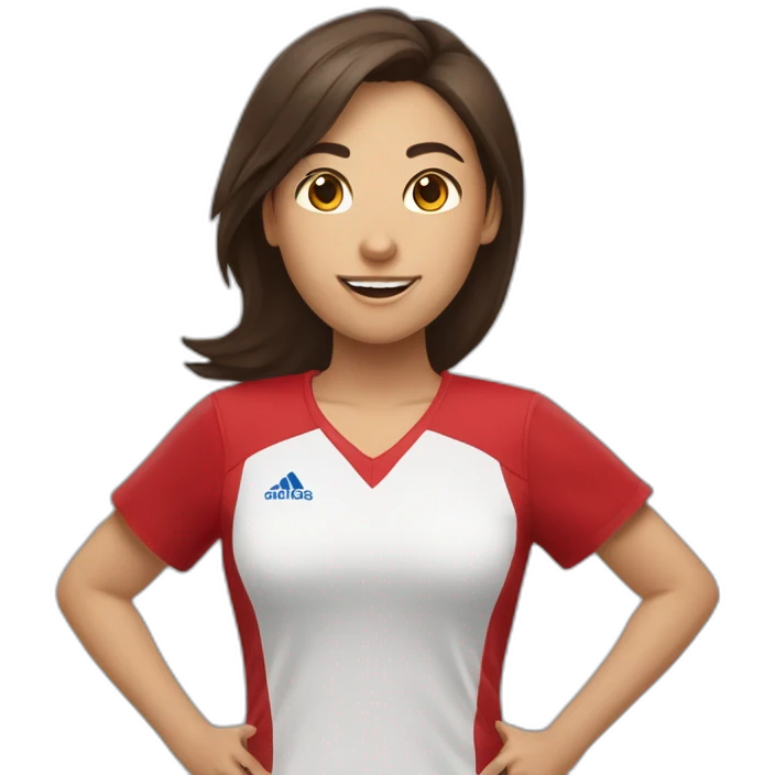 Une fille brune habiller en rouge qui fait du handball emoji