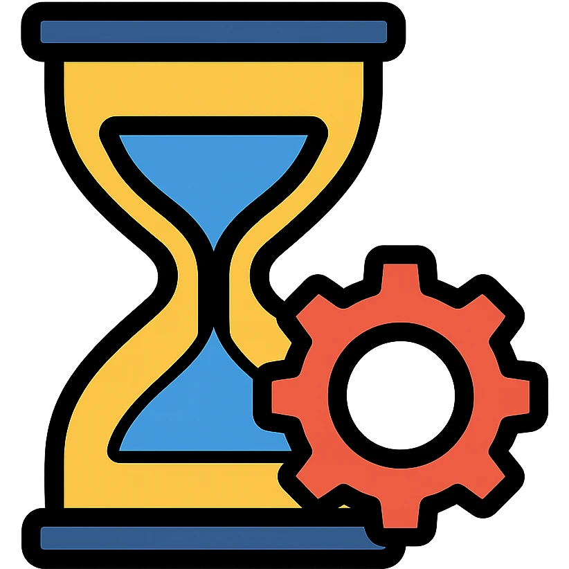 hourglass icon with a gear, symbolizing time management at work emoji
