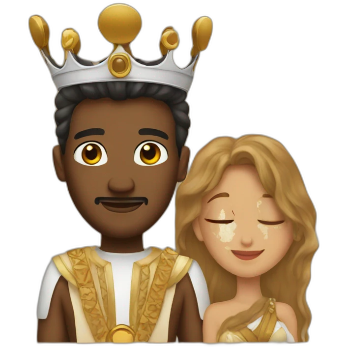 Brown King and queen loved in honeymoon emoji
