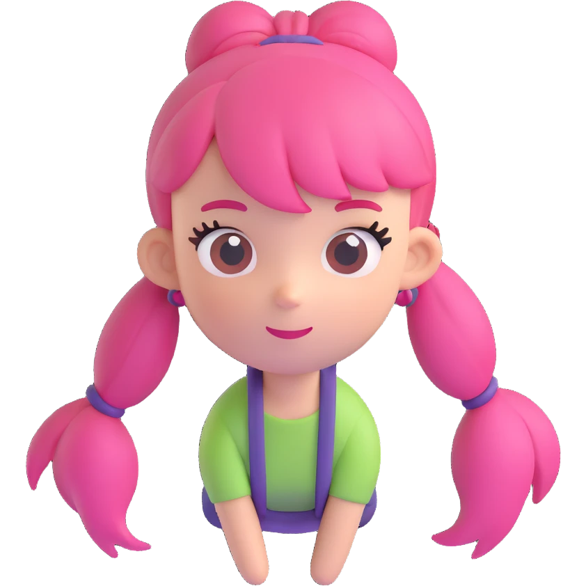 A girl with pink hair tied on both sides emoji