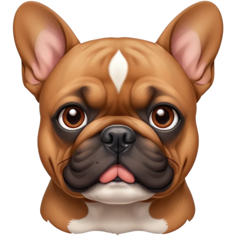 Brown French bulldog with muscles and black nose emoji