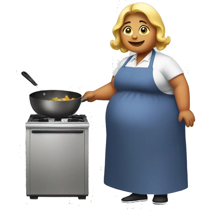 fat woman cooking emoji