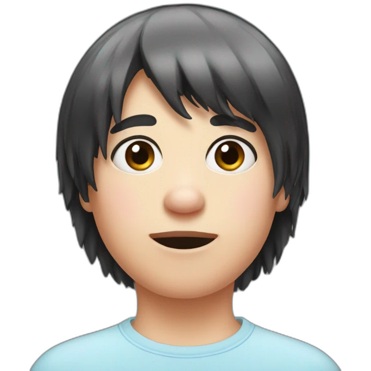 Pig nose with black wig hair emoji