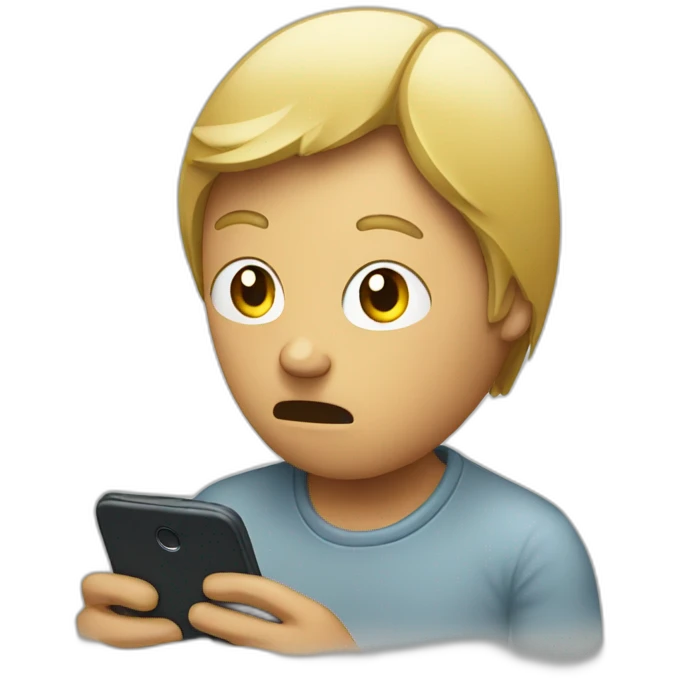 distressed person looking at their phone emoji