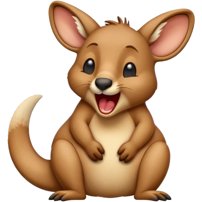 Cinematic Realistic Cute Yawning Kangaroo Portrait Emoji, Head tilted slightly with a dramatic, wide-open yawn, showcasing a soft, textured tawny coat with gently drooping ears and half-closed, drowsy eyes, rendered in exquisite natural detail, high shine, relaxed yet expressive, styled with a dash of rustic charm, soft glowing outline, capturing the essence of a sleepy yet affectionate kangaroo that appears ready to stretch out and settle into a peaceful nap! emoji