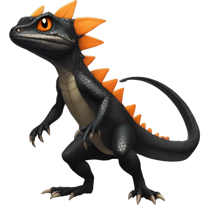 cool edgy black and orange Dark-type nargacuga lizard Pokémon full body emoji