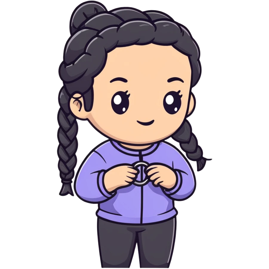 black braided hair with silver rings emoji