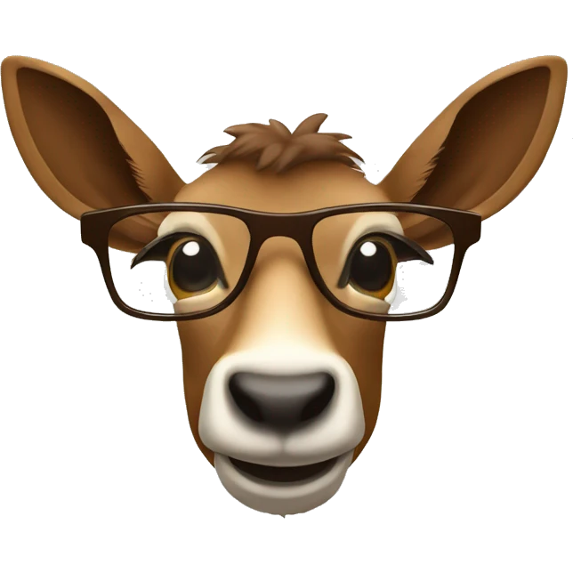 happy smart smiling brown chamois with glassesleft profile emoji