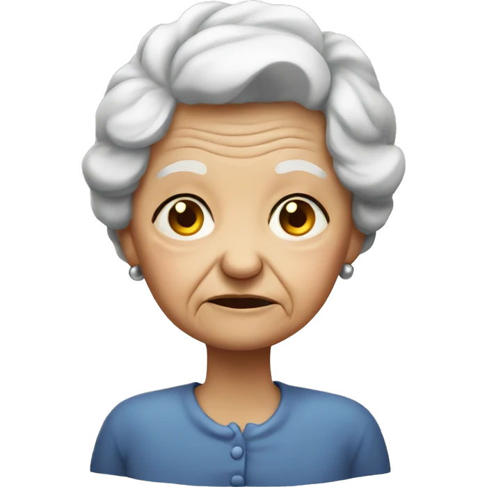 Old lady with a broken heart emoji