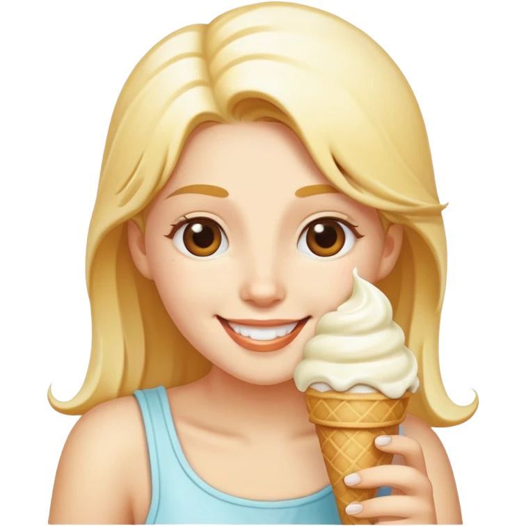 happy Athena eating white ice cream emoji
