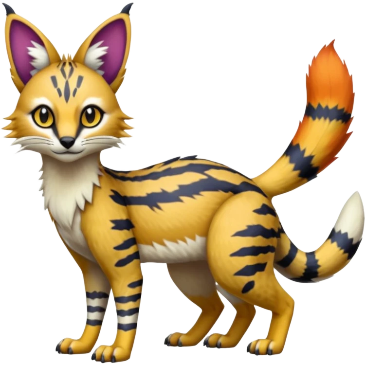 Colorful Bobcat-Sergal-Numbat-Serval-Genet-Pokémon-Digimon-Fakémon-fusion-hybrid-creature emoji
