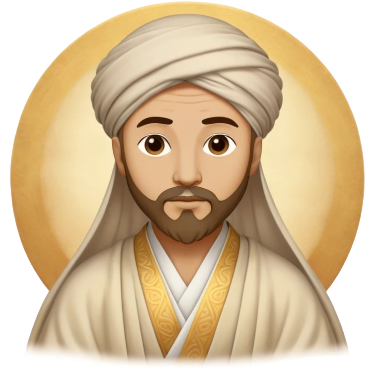 Cinematic Realistic Rumi Portrait Emoji, depicted as a mystical poet with soulful eyes and flowing traditional robes, rendered with delicate textures and ethereal soft lighting that captures his transcendent spiritual wisdom. emoji