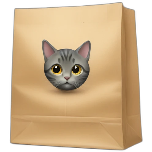 Cat hides in shopping bag emoji