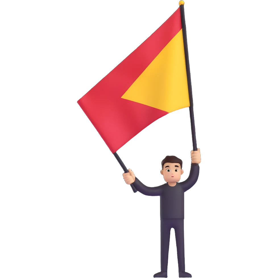 A person holding a black, yellow, and red flag emoji