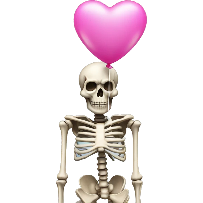 skeleton with a pink balloon for a head emoji