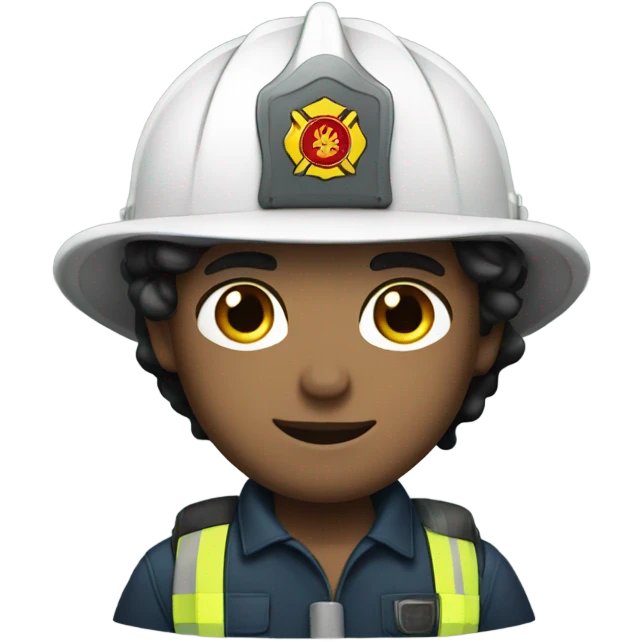 Firefighter with dark hair and blue/green eyes emoji