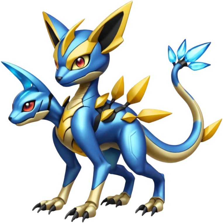 Modern Futuristic Cyber-Meloetta-Greymon-Greninja-Zeraora-Pokémon-Digimon-Fakémon-fusion-hybrid-creature emoji