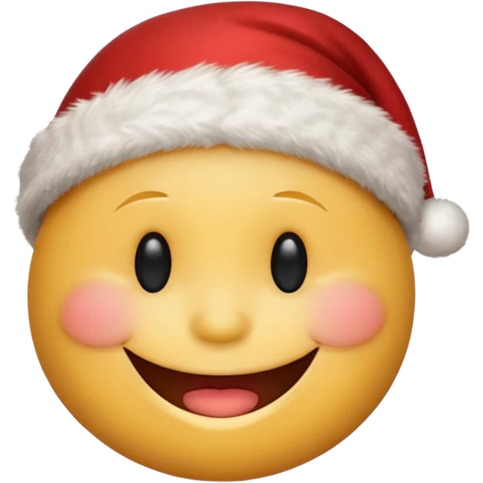smiling smiley face with closed eyes in a red Christmas hat emoji