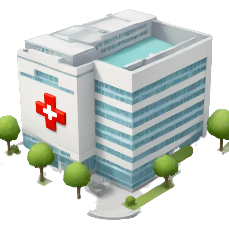 Hospital with a big red cross on it emoji