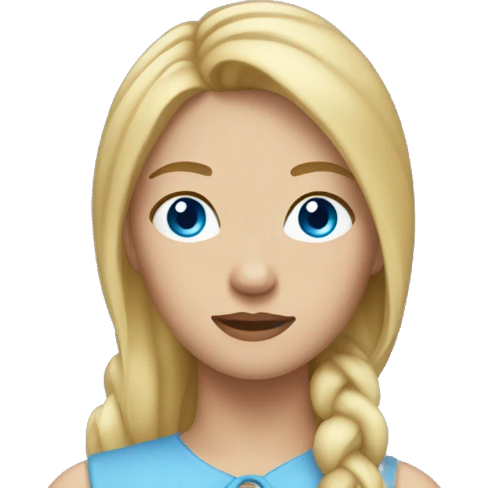 woman with blue eyes and medium blonde hair and horse emoji
