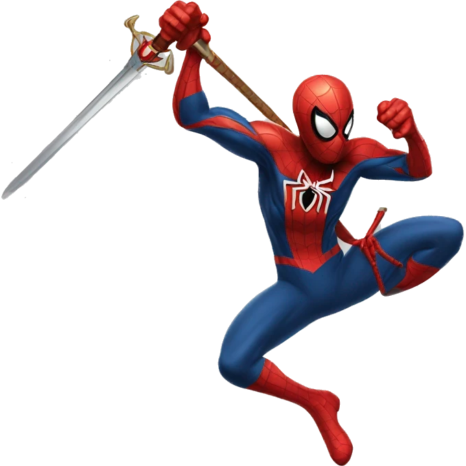 Spider-man with a sword in a slicing pose emoji