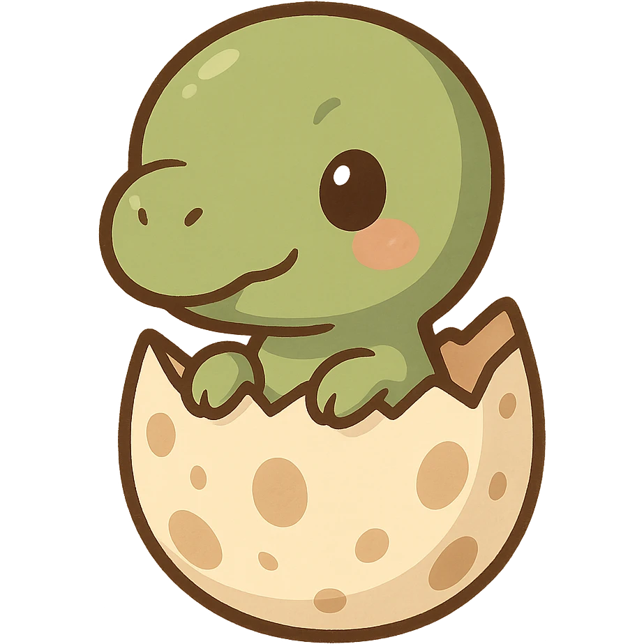 一颗恐龙蛋，蛋里有个恐龙宝宝探出头来 emoji