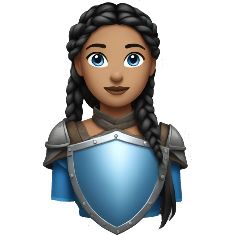 Shield maiden with Black hairbraid and blue eyes emoji