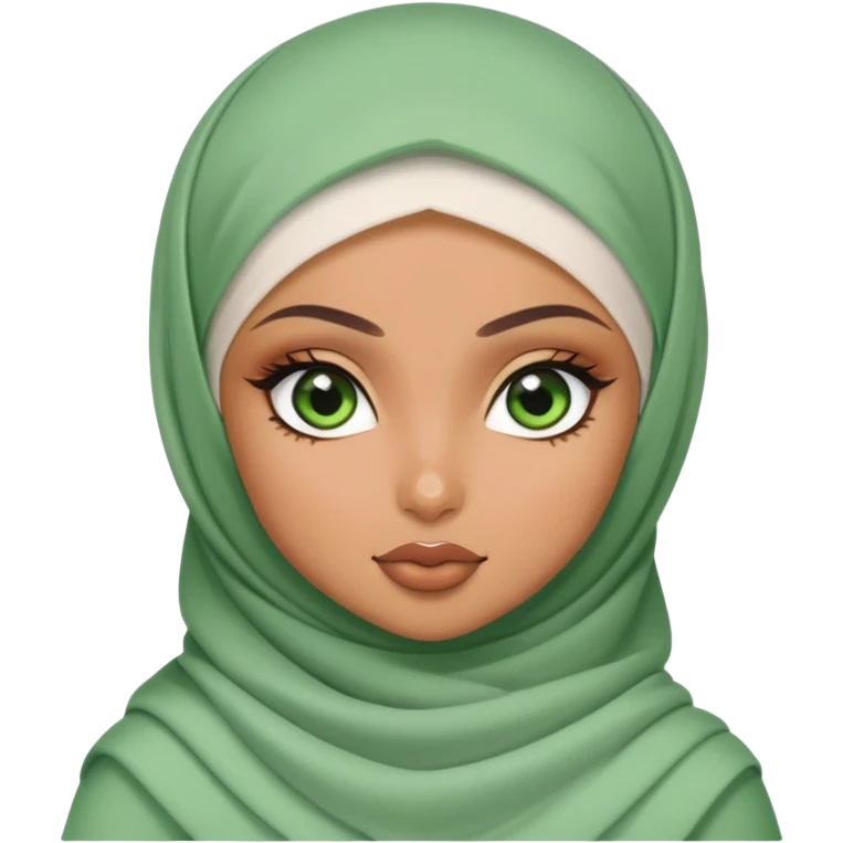 pretty bratz baddie, tan skin, hijabi, green eyes emoji