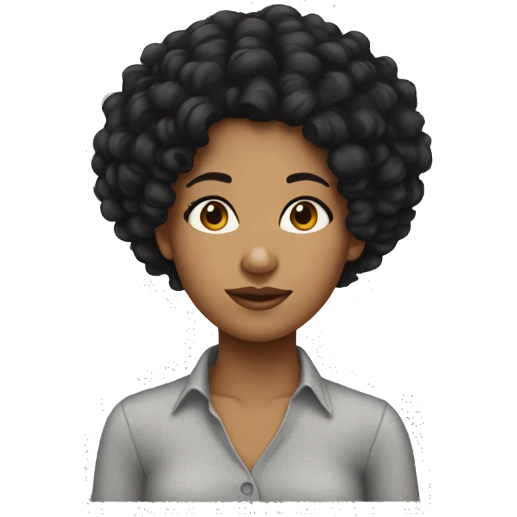 Mixed girl with frizzy black hair emoji