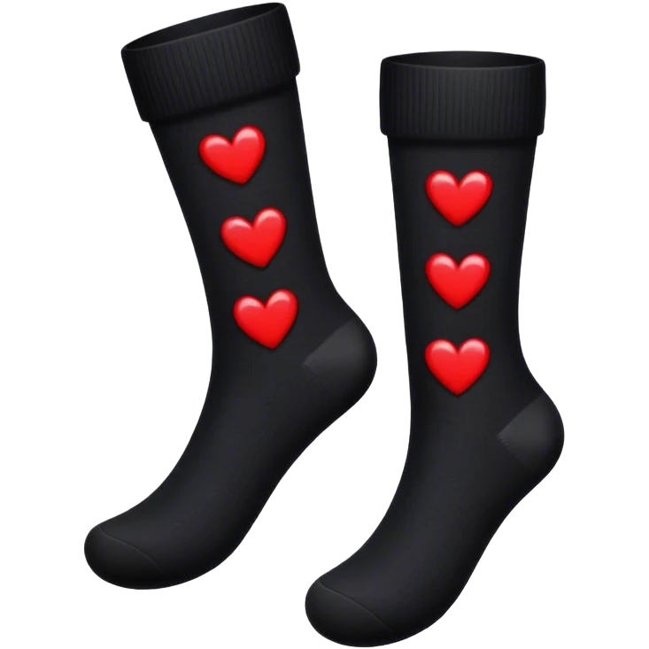 black socks with hearts emoji