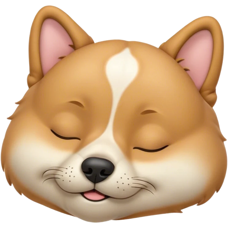 Meme-Worthy Cute Sleeping Domestic Dog Portrait Emoji, Head resting peacefully with a contented smile, showcasing a delightfully cuddly build and a luxuriously soft coat, eyes gently closed in serene, restful slumber, Simplified yet hilariously adorable features, highly detailed, glowing with a soft, drowsy light, high shine, relaxed and utterly lovable, stylized with an air of playful laziness, soft glowing outline, capturing the essence of a sleeping dog that feels destined to become the next viral sensation of adorable rest! emoji