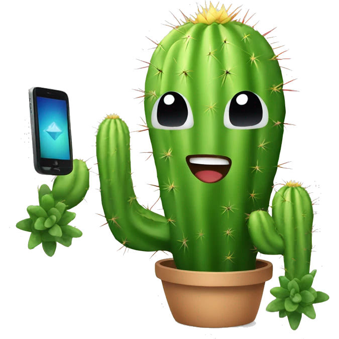 cactus holding phone thats conected to internet  emoji