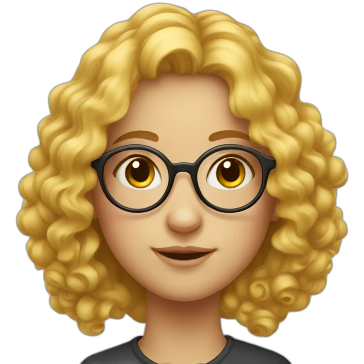 a girl with curly yellow hair to her neck and with round large glasses, Russian-Jewish appearance emoji