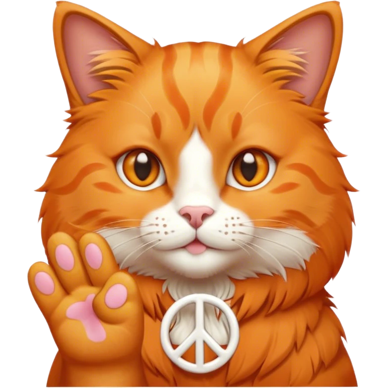 Orange cat with peace sign paw emoji