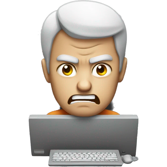 angry guy at computer emoji