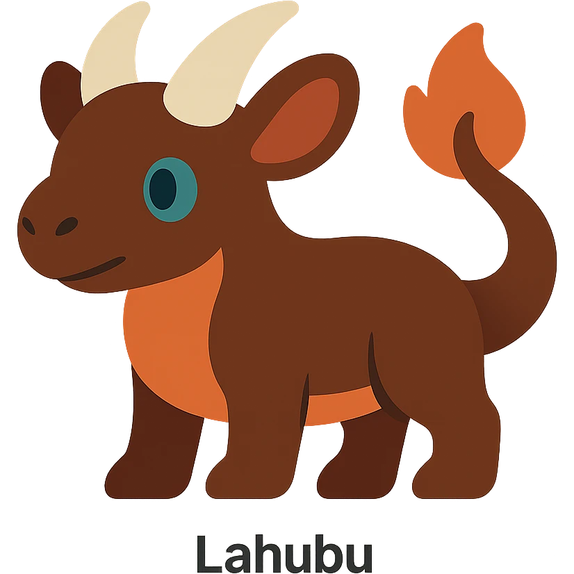 Lahubu as a flat color icon, bold shapes, clean outline, contemporary look emoji