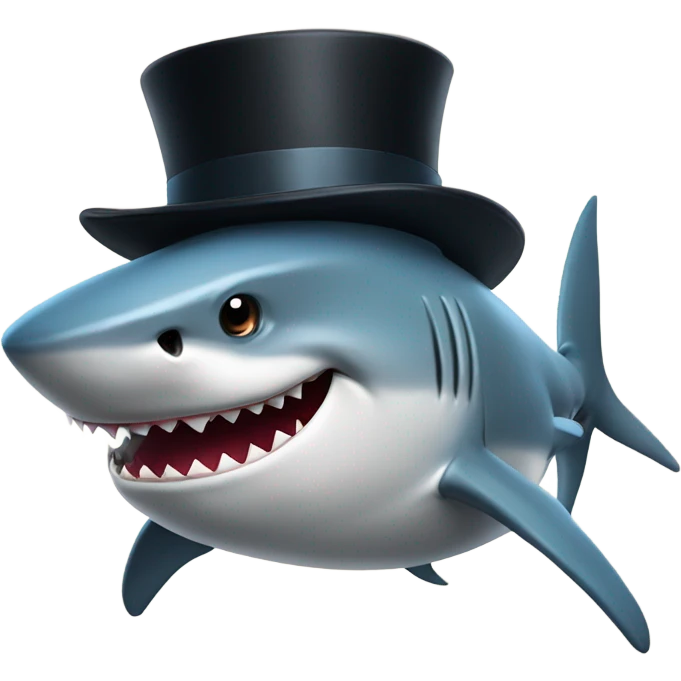Shark with a top hat emoji