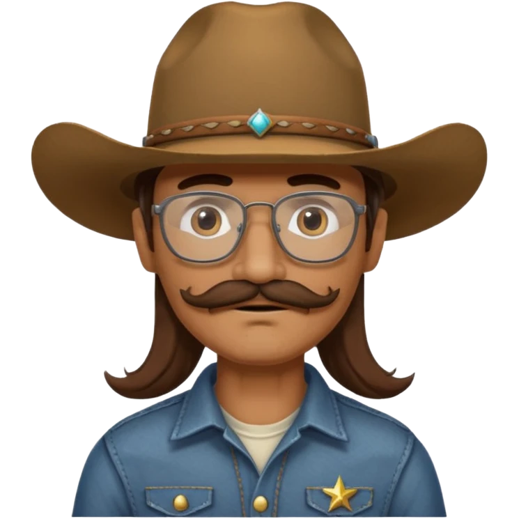 long hair cowboy with glasses emoji